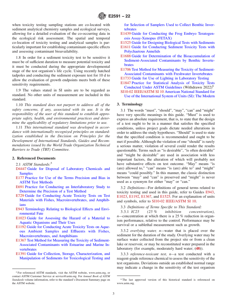 ASTM E2591-22 - Standard Guide for  Conducting Whole Sediment Toxicity Tests with Amphibians