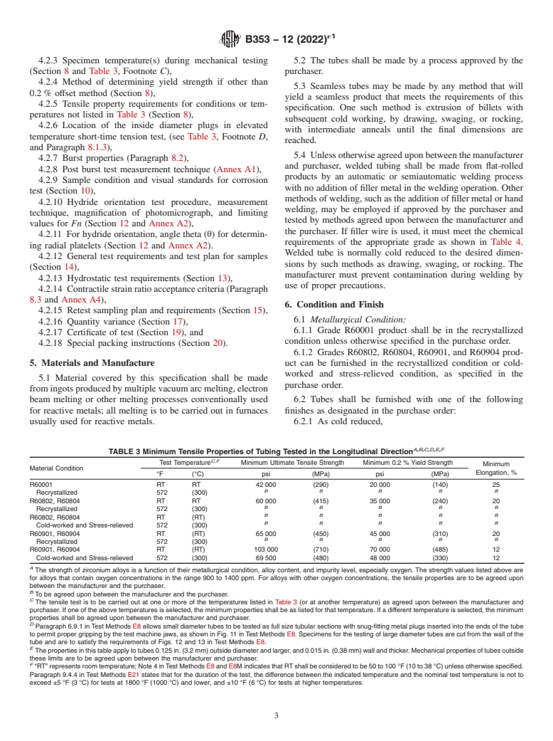 ASTM B353-12(2022)e1 - Standard Specification for Wrought Zirconium and Zirconium Alloy Seamless and Welded Tubes  for    Nuclear Service (Except Nuclear Fuel Cladding)