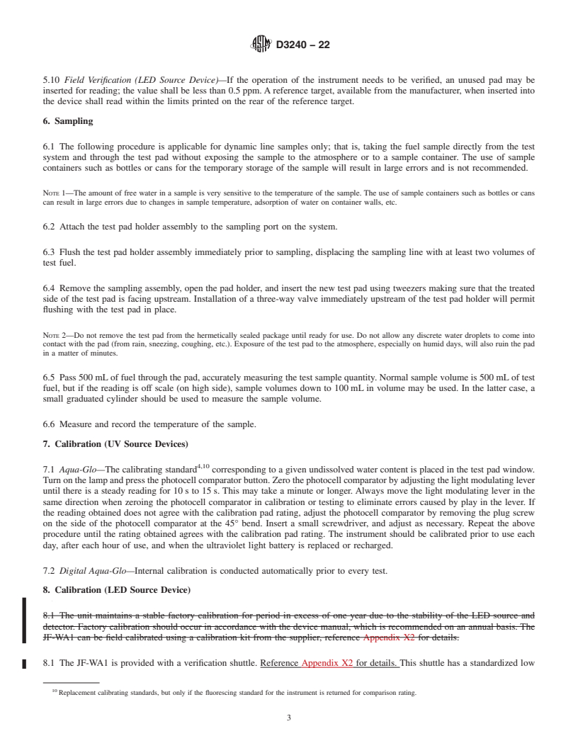 REDLINE ASTM D3240-22 - Standard Test Method for Undissolved Water In Aviation Turbine Fuels