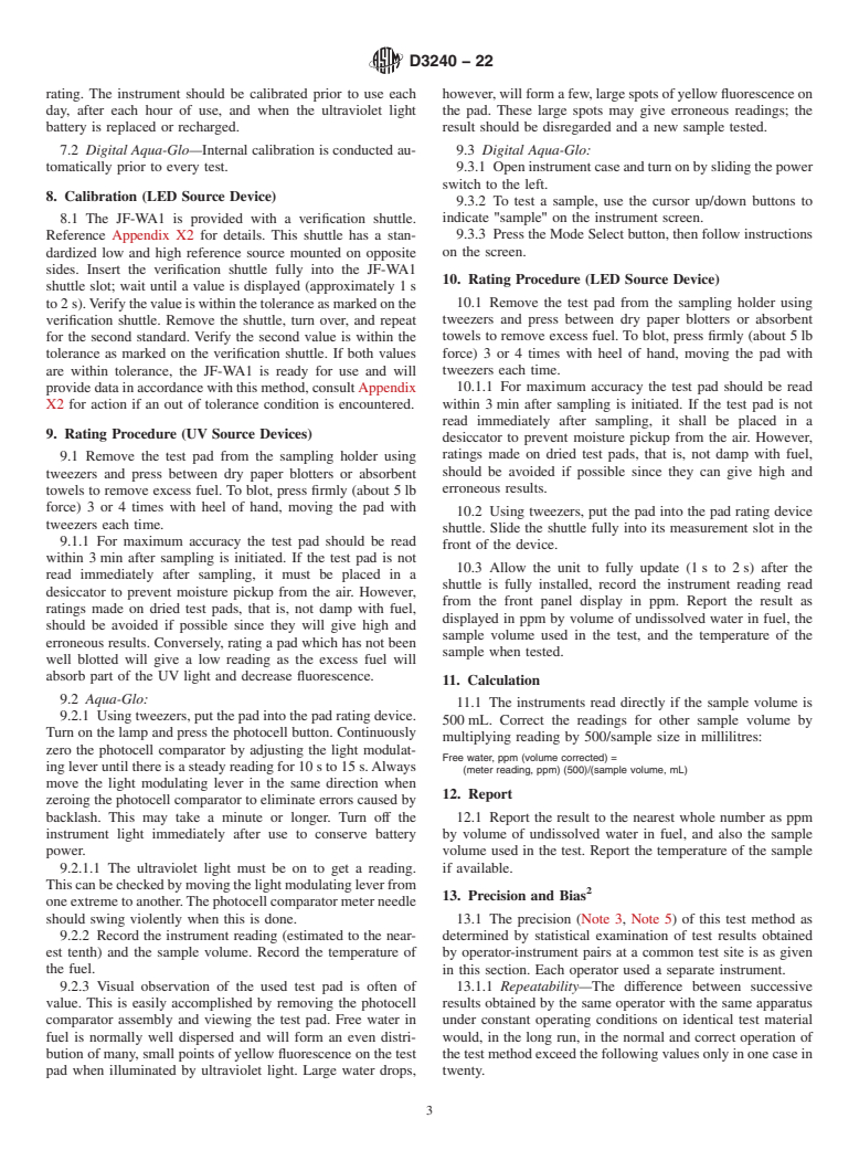 ASTM D3240-22 - Standard Test Method for Undissolved Water In Aviation Turbine Fuels