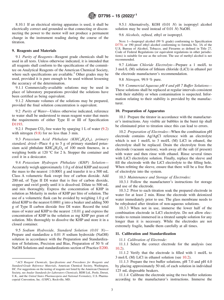 ASTM D7795-15(2022)e1 - Standard Test Method for Acidity in Ethanol and Ethanol Blends by Titration