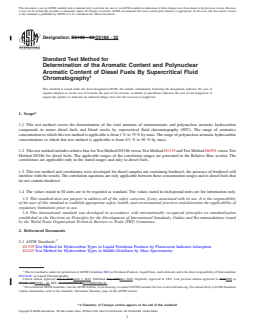ASTM D5186-22 REDLINE ASTM D5186-22 - Standard Test Method for Determination of the Aromatic Content and Polynuclear Aromatic Content of Diesel Fuels By Supercritical Fluid Chromatography - Page 1 preview