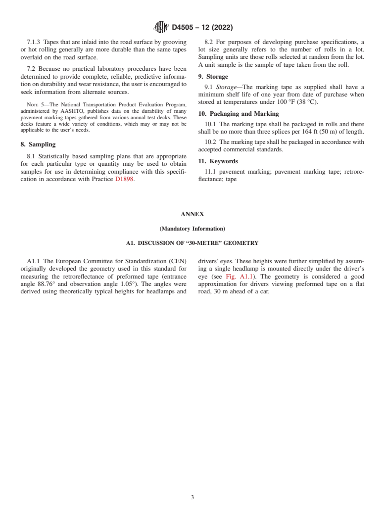 ASTM D4505-12(2022) - Standard Specification for Preformed Retroreflective Pavement Marking Tape for Extended  Service Life