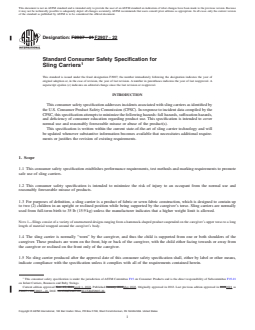 ASTM F2907-22 REDLINE ASTM F2907-22 - Standard Consumer Safety Specification for Sling Carriers - Page 1 preview