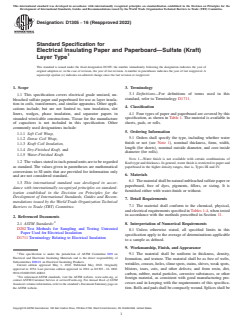 ASTM D1305-16(2022) - Standard Specification for  Electrical Insulating Paper and Paperboard—Sulfate (Kraft)   Layer Type