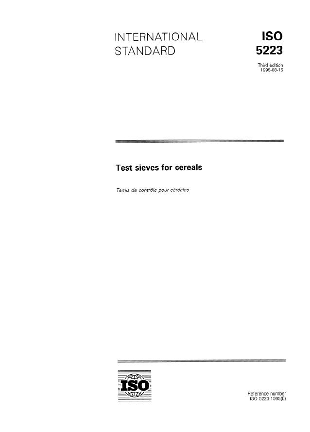ISO 5223:1995 - Test sieves for cereals