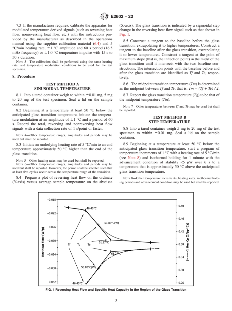 ASTM E2602-22 - Standard Test Methods for Assignment of the Glass Transition Temperature by Modulated  Temperature Differential Scanning Calorimetry