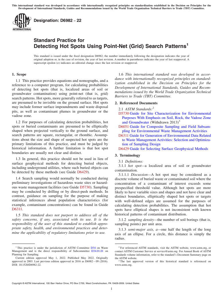 ASTM D6982-22 - Standard Practice for  Detecting Hot Spots Using Point-Net (Grid) Search Patterns