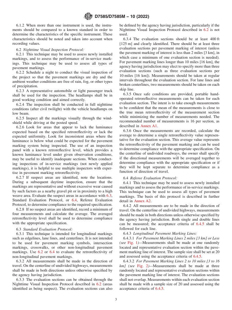 ASTM D7585/D7585M-10(2022) - Standard Practice for  Evaluating Retroreflective Pavement Markings Using Portable   Hand-Operated Instruments