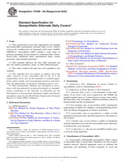 ASTM D7008-08(2022) ASTM D7008-08(2022) - Standard Specification for Geosynthetic Alternate Daily Covers - Page 1 preview