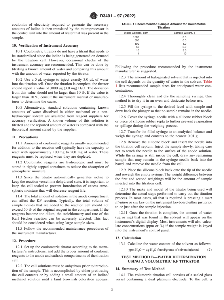 ASTM D3401-97(2022) - Standard Test Methods for Water in Halogenated Organic Solvents and Their Admixtures