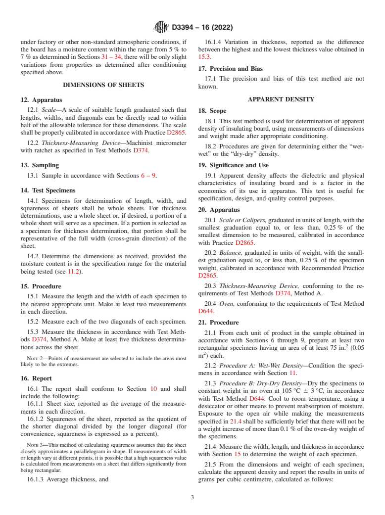 ASTM D3394-16(2022) - Standard Test Methods for  Sampling and Testing Electrical Insulating Board