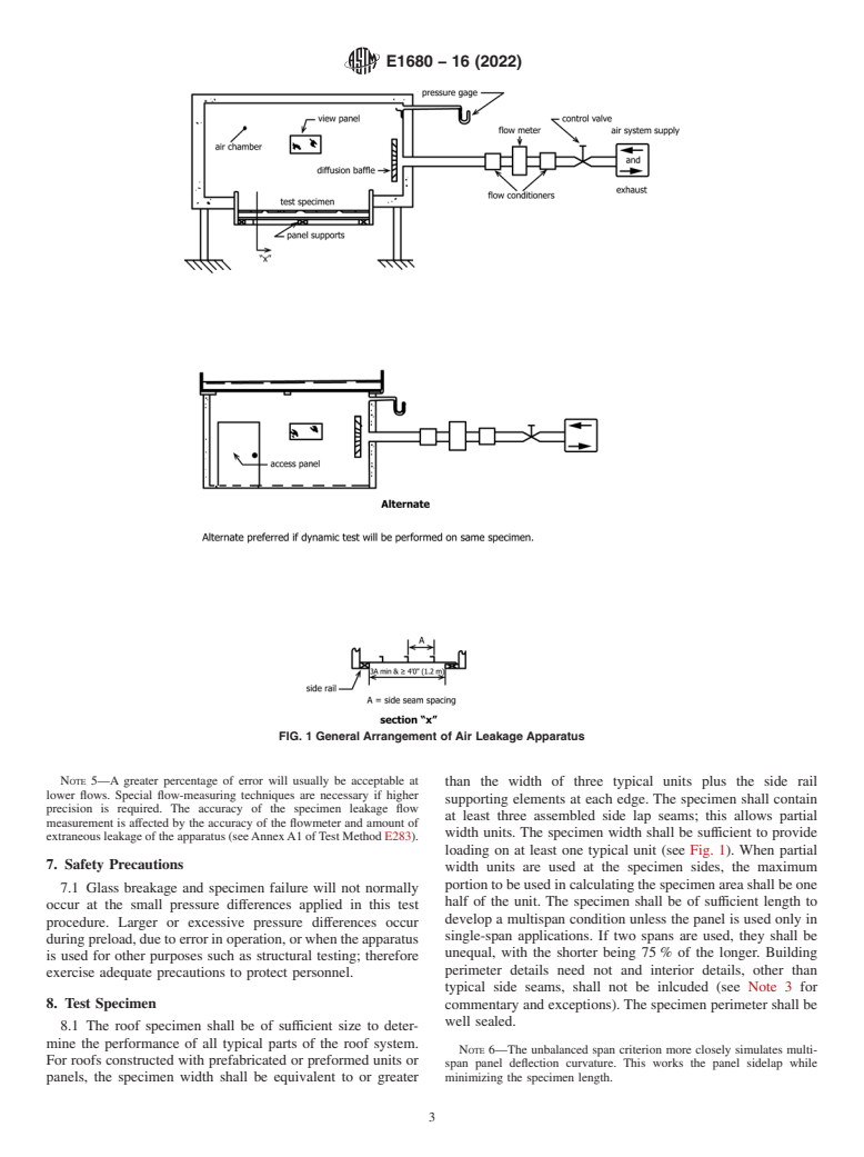 ASTM E1680-16(2022) - Standard Test Method for Rate of Air Leakage through Exterior Metal Roof Panel Systems