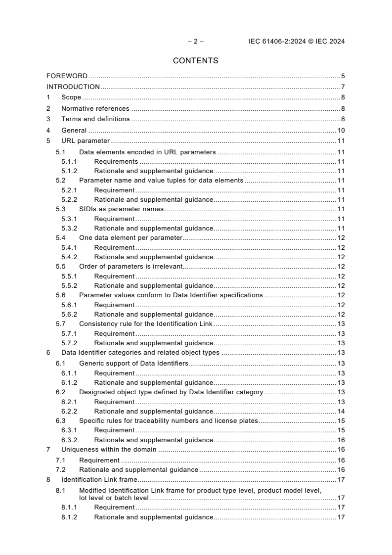 IEC 61406-2:2024 IEC 61406-2:2024 - Identification link - Part 2: Types/models, lots/batches, items and characteristics
Released:5/8/2024
Isbn:9782832288863 - Page 4 preview