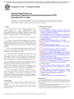 ASTM D7193-17(2022) ASTM D7193-17(2022) - Standard Specification for Unsintered Pigmented Polytetrafluoroethylene (PTFE) Extruded Film or Tape - Page 1 preview