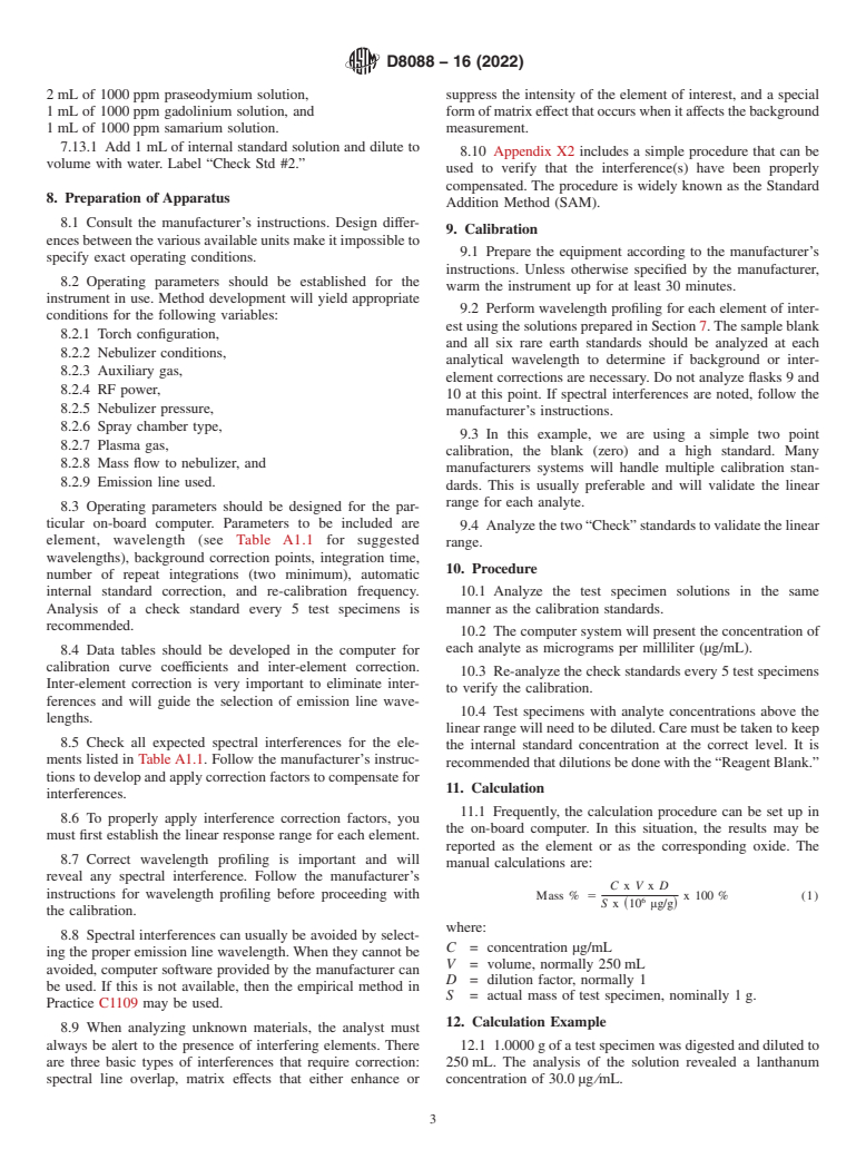 ASTM D8088-16(2022) - Standard Practice for  Determination of the Six Major Rare Earth Elements in Fluid Catalytic Cracking Catalysts, Zeolites, Additives, and Related Materials by Inductively Coupled Plasma Optical Emission Spectroscopy