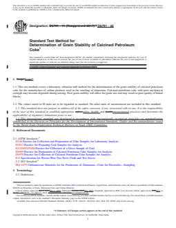 ASTM D6791-22 REDLINE ASTM D6791-22 - Standard Test Method for Determination of Grain Stability of Calcined Petroleum Coke - Page 1 preview