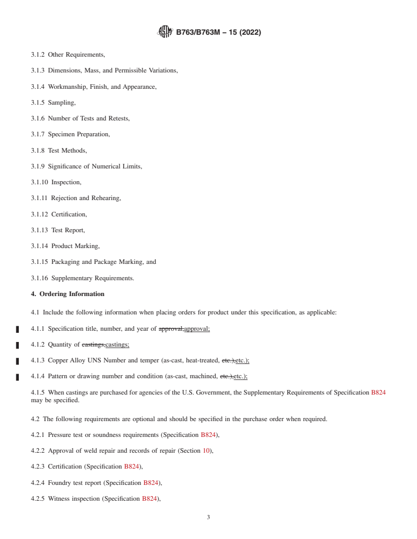 REDLINE ASTM B763/B763M-15(2022) - Standard Specification for Copper Alloy Sand Castings for Valve Applications