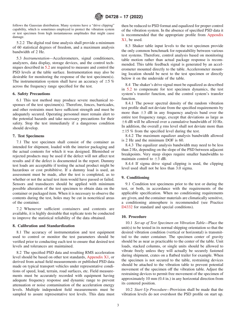 ASTM D4728-17(2022) - Standard Test Method for Random Vibration Testing of Shipping Containers