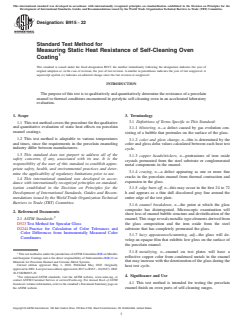 ASTM B915-22 ASTM B915-22 - Standard Test Method for Measuring Static Heat Resistance of Self-Cleaning Oven Coating - Page 1 preview