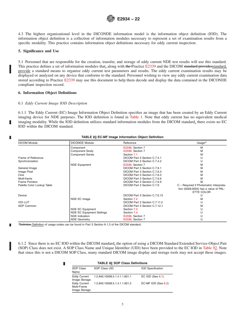 REDLINE ASTM E2934-22 - Standard Practice for Digital Imaging and Communication in Nondestructive Evaluation  (DICONDE) for Eddy Current (EC) Test Methods