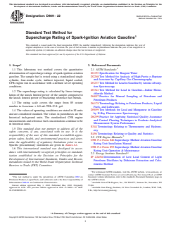 ASTM D909-22 ASTM D909-22 - Standard Test Method for Supercharge Rating of Spark-Ignition Aviation Gasoline - Page 1 preview