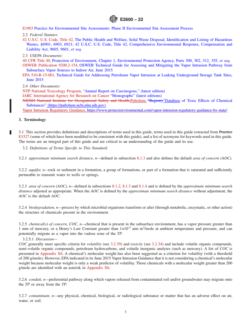 REDLINE ASTM E2600-22 - Standard Guide for Vapor Encroachment Screening on Property Involved in Real Estate  Transactions