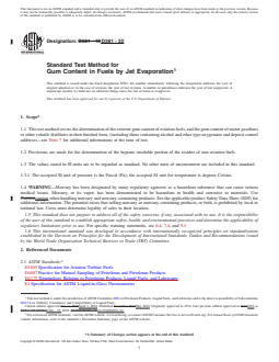 ASTM D381-22 REDLINE ASTM D381-22 - Standard Test Method for Gum Content in Fuels by Jet Evaporation - Page 1 preview