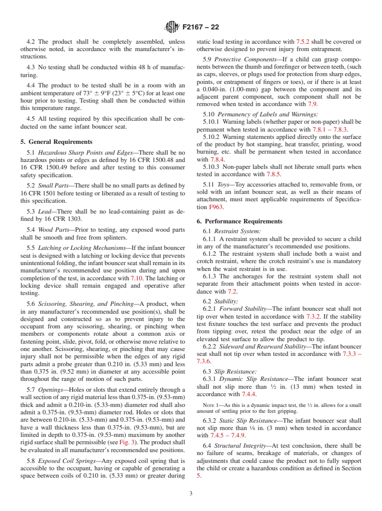 ASTM F2167-22 - Standard Consumer Safety Specification for Infant Bouncer Seats