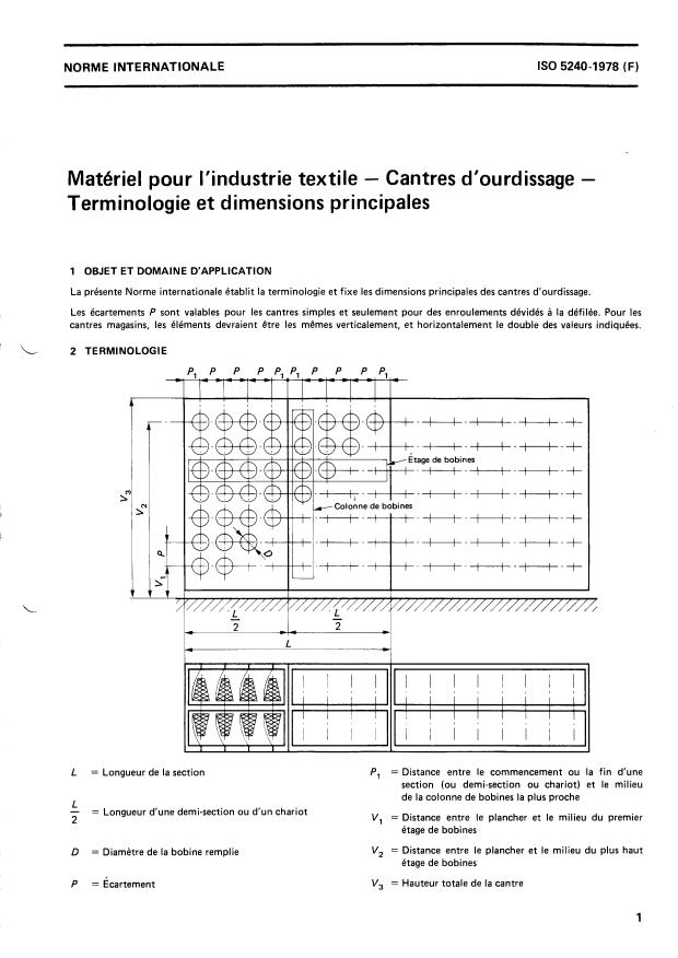 ISO 5240:1978 - Matériel pour l'industrie textile -- Cantres d'ourdissage -- Terminologie et dimensions principales