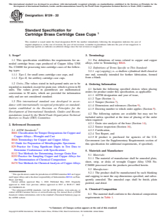 ASTM B129-22 ASTM B129-22 - Standard Specification for Cartridge Brass Cartridge Case Cups - Page 1 preview