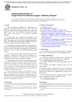 ASTM B216-22 - Standard Specification for Tough-Pitch Fire-Refined Copper—Refinery Shapes
