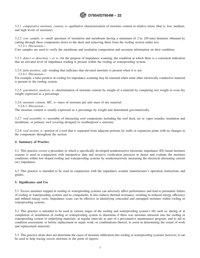 REDLINE ASTM D7954/D7954M-22 - Standard Practice for Moisture Surveying of Roofing and Waterproofing Systems Using  Nondestructive Electrical Impedance Scanners