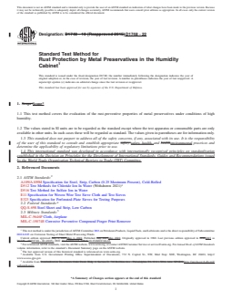 ASTM D1748-22 REDLINE ASTM D1748-22 - Standard Test Method for Rust Protection by Metal Preservatives in the Humidity Cabinet - Page 1 preview