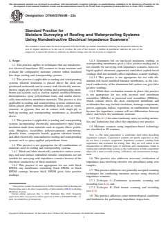 ASTM D7954/D7954M-22a - Standard Practice for Moisture Surveying of Roofing and Waterproofing Systems Using  Nondestructive Electrical Impedance Scanners