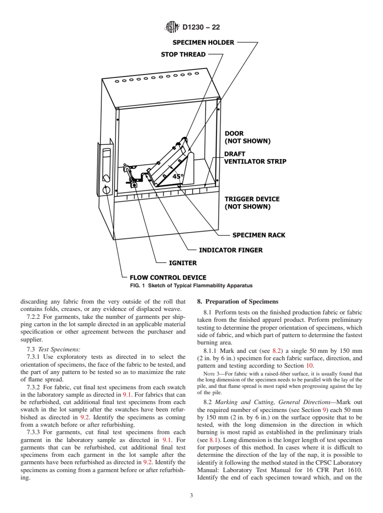 ASTM D1230-22 - Standard Test Method for  Flammability of Apparel Textiles