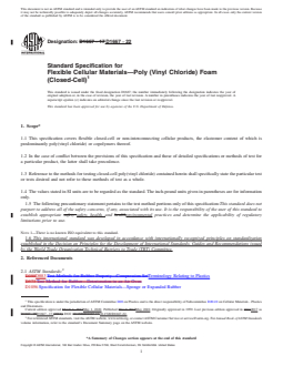 REDLINE ASTM D1667-22 - Standard Specification for  Flexible Cellular Materials—Poly (Vinyl Chloride) Foam  (Closed-Cell)