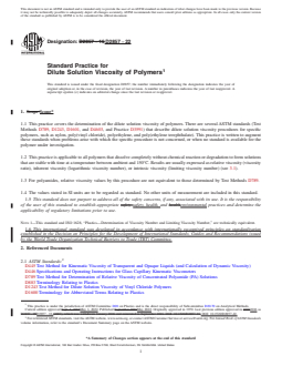 ASTM D2857-22 REDLINE ASTM D2857-22 - Standard Practice for Dilute Solution Viscosity of Polymers - Page 1 preview