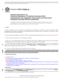ASTM D5260-22 REDLINE ASTM D5260-22 - Standard Classification for Chemical Resistance of Poly(Vinyl Chloride) (PVC) Homopolymer and Copolymer Compounds and Chlorinated Poly(Vinyl Chloride) (CPVC) Compounds - Page 1 preview