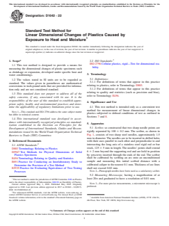 ASTM D1042-22 ASTM D1042-22 - Standard Test Method for Linear Dimensional Changes of Plastics Caused by Exposure to Heat and Moisture - Page 1 preview