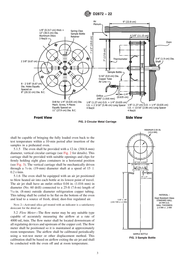 ASTM D2872-22 - Standard Test Method for Effect of Heat and Air on a Moving Film of Asphalt Binder (Rolling  Thin-Film Oven Test)