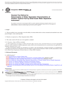 ASTM D8073-22 REDLINE ASTM D8073-22 - Standard Test Method for Determination of Water Separation Characteristics of Aviation Turbine Fuel by Small Scale Water Separation Instrument - Page 1 preview