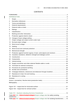 IEC 61558-2-23:2024 RLV - Safety of transformers, reactors, power supply units and combinations thereof - Part 2-23: Particular requirements and tests for transformers and power supply units for construction sites
Released:6/7/2024
Isbn:9782832291504 - Page 4 preview