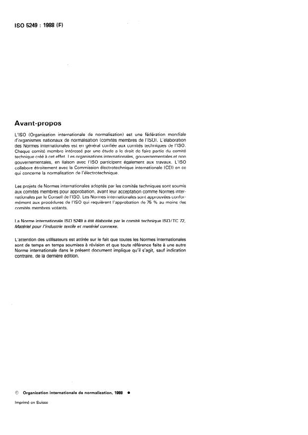 ISO 5249:1988 ISO 5249:1988 - Matériel pour l'industrie textile -- Rouleaux de guidage pour machines de teinture et d'appret -- Dimensions principales - Page 2 preview