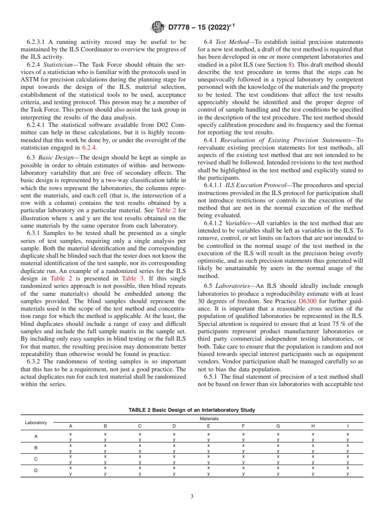 ASTM D7778-15(2022)e1 - Standard Guide for Conducting an Interlaboratory Study to Determine the Precision  of a Test Method