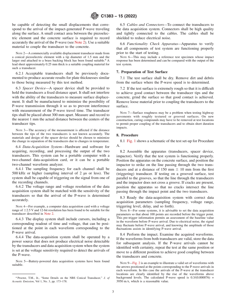 ASTM C1383-15(2022) - Standard Test Method for  Measuring the P-Wave Speed and the Thickness of Concrete Plates  Using the Impact-Echo Method