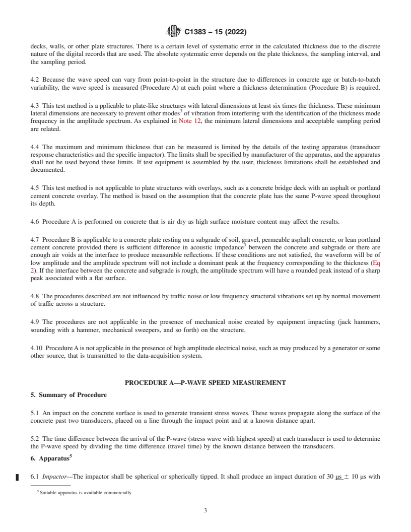 REDLINE ASTM C1383-15(2022) - Standard Test Method for  Measuring the P-Wave Speed and the Thickness of Concrete Plates  Using the Impact-Echo Method