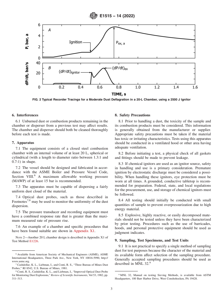 ASTM E1515-14(2022) - Standard Test Method for  Minimum Explosible Concentration of Combustible Dusts