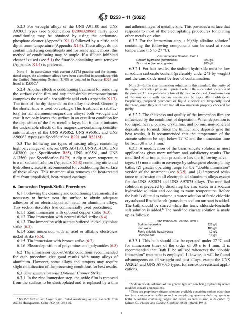 ASTM B253-11(2022) - Standard Guide for  Preparation of Aluminum Alloys for Electroplating