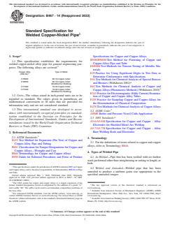 ASTM B467-14(2022) ASTM B467-14(2022) - Standard Specification for Welded Copper-Nickel Pipe - Page 1 preview